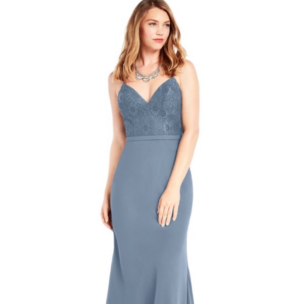 Azazie Esmeralda Dress in Dusty Blue- Worn Once